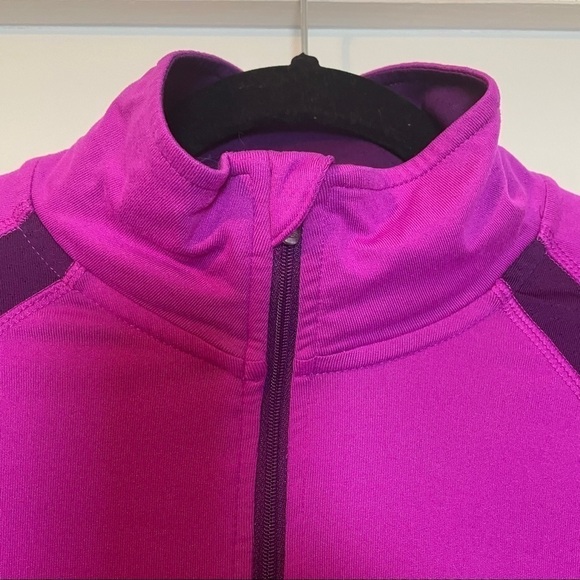 Champion Magenta Long Sleeve Zip Front Pullover Shirt - Picture 2 of 11
